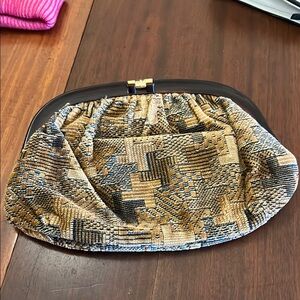 Tan and Black Retro Glamour Clutch Wristlet